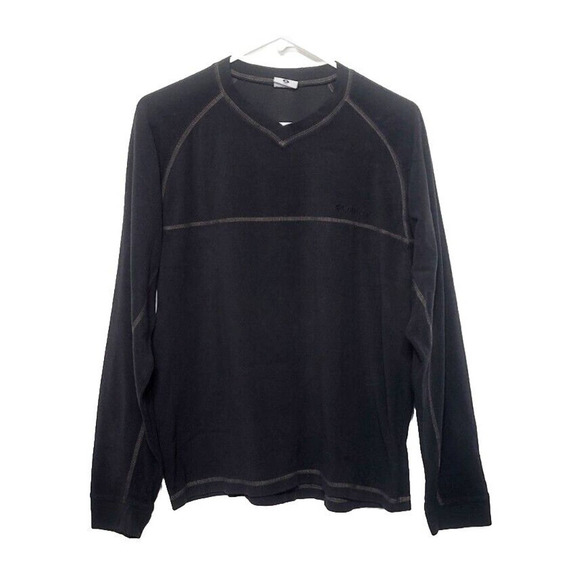 Columbia Black Fleece V-Neck Sweater Sweatshirt Mens Size M Outdoors Hiking - Picture 1 of 6